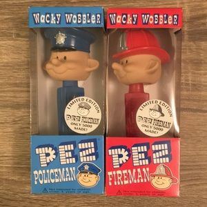 Pez Bobblehead Policeman & Fireman